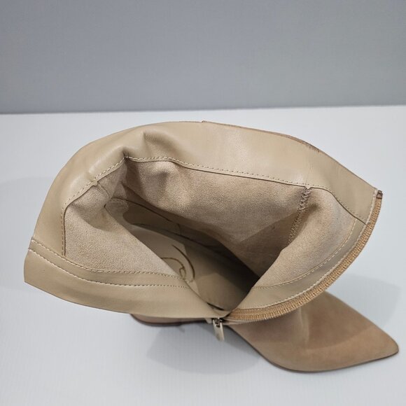 NEW Sam Edelman Weslie Ankle Bootie Womens 7 Tan Suede Wedge Pointed Toe Buckle - Picture 8 of 13